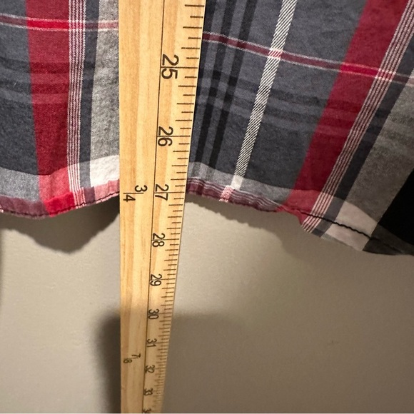 Edify Shirt Mens Large Button Up Embroidered Crosses Plaid Biker Rockabilly - Picture 6 of 8